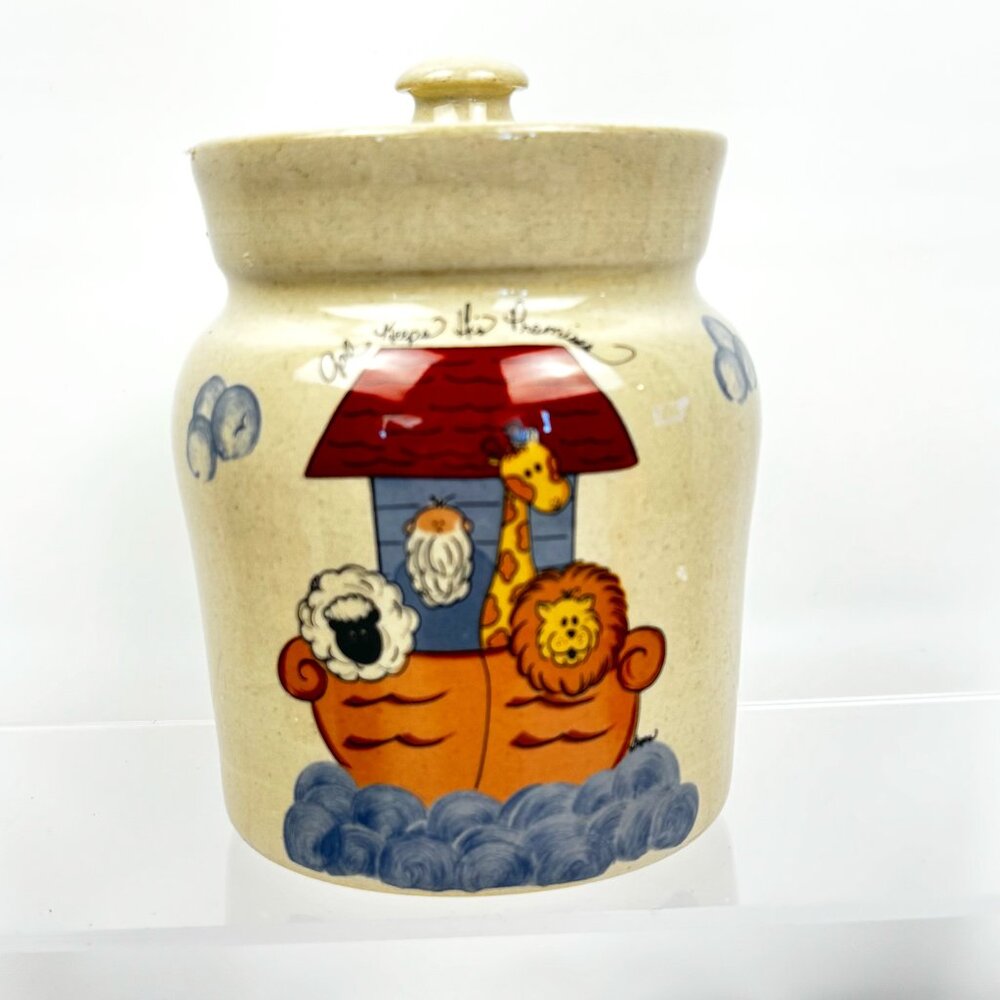 Noah's Ark Yesteryears Pottery Canister Nursery God Keeps His Promises